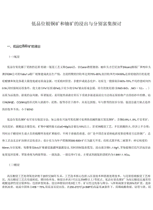 低品位镍铜矿和铀矿的浸出与分离富集研究.docx