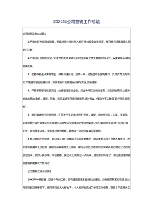 2024年公司营销工作总结.docx