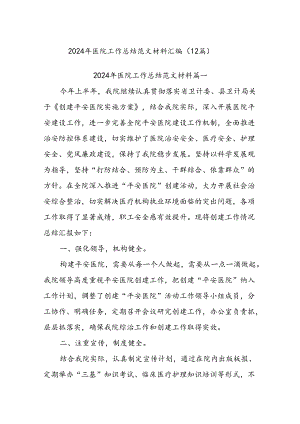 (12篇)2024年医院工作总结范文材料汇编.docx