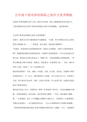 五年级下册神奇的探险之旅作文优秀模板.docx