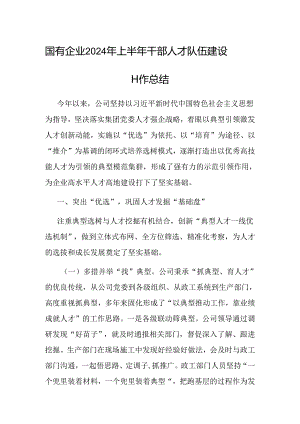 2024年上半年干部人才队伍建设工作总结（国有企业）.docx