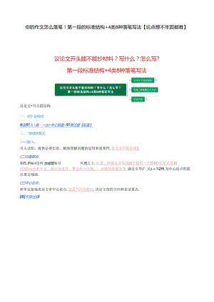 你的作文怎么落笔！第一段的标准结构+4类8种落笔写法【论点想不牢固都难】.docx