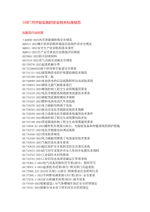2024年7月开始实施的安全相关标准规范.docx