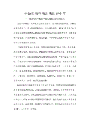 争做知法守法用法的好少年——致远实验学校初中部法制报告会活动总结.docx