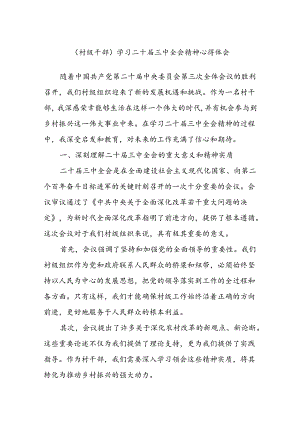 (村级干部)学习二十届三中全会精神心得体会.docx