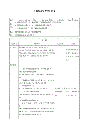 1.2.1 网络改变世界-2024-2025学年初中道德与法治八年级上册教案.docx