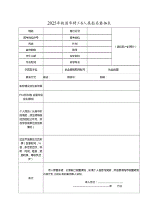 2025年校园招聘工作人员报名登记表.docx