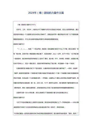2024年（精）团结的力量作文篇.docx