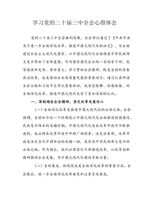 2024年学习学习党的二十届三中全会个人心得体会 （合计10份）.docx