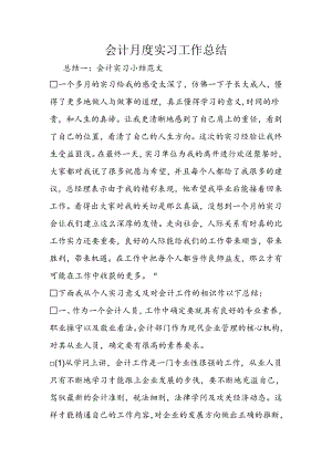 会计月度实习工作总结.docx