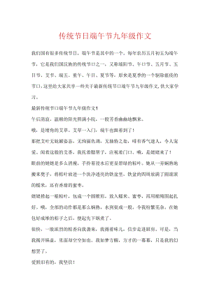 传统节日端午节九年级作文.docx
