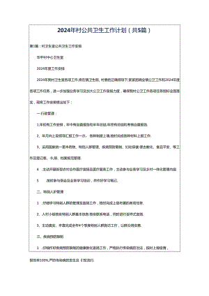 2024年村公共卫生工作计划（共5篇）.docx