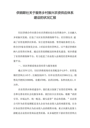 供销联社关于服务乡村振兴农资供应体系建设的情况汇报.docx