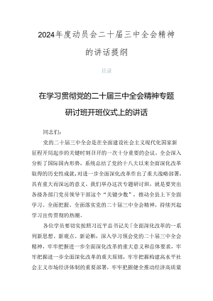 2024年度动员会二十届三中全会精神的讲话提纲.docx