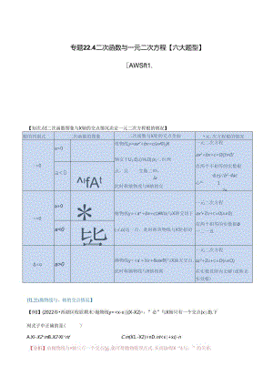 二次函数与一元二次方程【六大题型】（人教版）（教师版）.docx