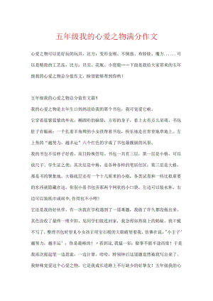 五年级我的心爱之物满分作文.docx