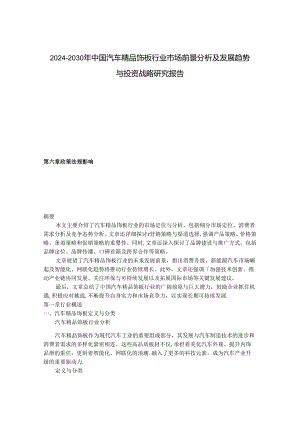 2024-2030年中国汽车精品饰板行业市场前景分析及发展趋势与投资战略研究报告.docx