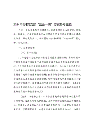 2024年6月党支部“三会一课”方案参考主题&研讨发言：坚持改革开放 振兴县域经济.docx