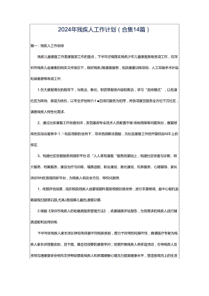 2024年残疾人工作计划（合集14篇）.docx