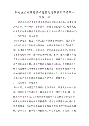 供电支公司保持共产党员先进性教育活动第一阶段小结.docx