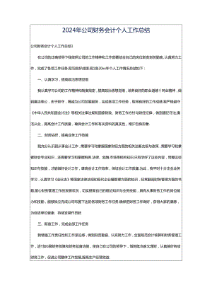 2024年公司财务会计个人工作总结.docx