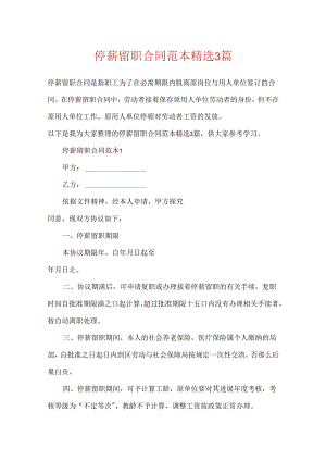 停薪留职合同范本精选3篇.docx