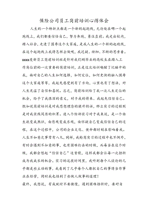 保险公司员工岗前培训心得体会.docx