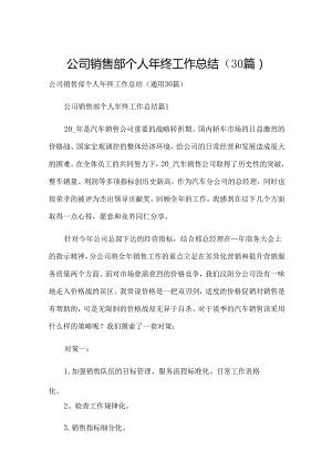 公司销售部个人年终工作总结（30篇）.docx