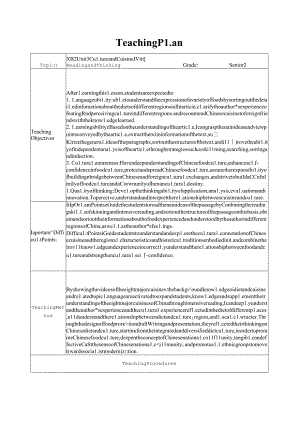 人教版（2019） 选择性必修第二册 Unit 3 Food and Culture Reading and Thinking教案（表格式）.docx