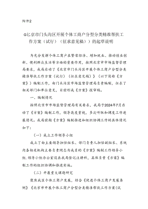 《北京市门头沟区开展个体工商户分型分类精准帮扶工作方案（试行）（征求意见稿）》的起草说明.docx