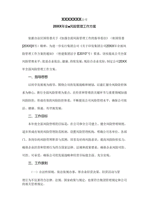 企业全面风险管理工作方案.docx