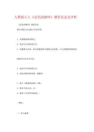 人教版六上《金色的脚印》课堂实录及评析.docx