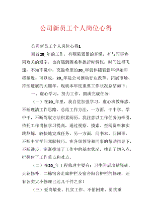 公司新员工个人岗位心得.docx