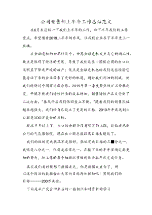 公司销售部上半年工作总结范文.docx