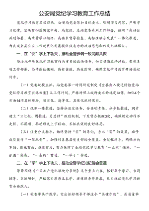 公安局党纪学习教育工作总结.docx