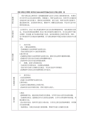 《第六课 友谊之树常青》教学设计2024-2025学年道德与法治七年级上册统编版（2024）.docx