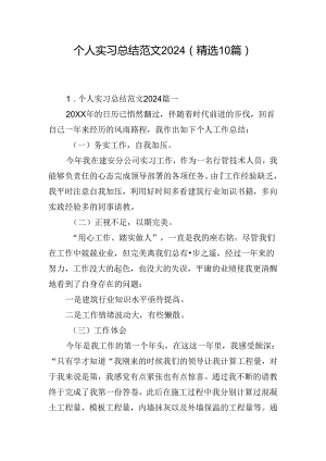 个人实习总结范文2024（精选10篇）.docx