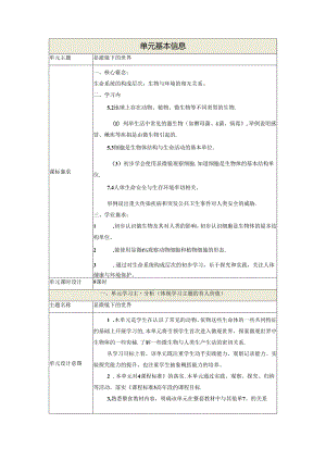【大单元整体教学】第一单元《显微镜下的世界》单元整体设计 大象版科学六年级上册.docx