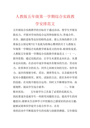 人教版五年级第一学期综合实践教学计划范文.docx