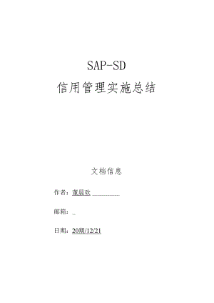 SAP-SD信用管理实施总结.docx
