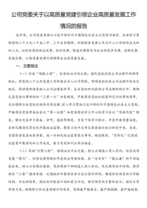 公司党委关于以高质量党建引领企业高质量发展工作情况的报告.docx