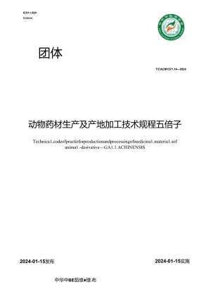 T_CACM 1571.14-2024 动物药材生产及产地加工技术规程 五倍子.docx