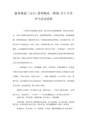 偷来梨蕊三分白借得梅花一缕魂-大雪节气诗词赏析.docx