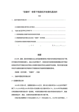 【《“双循环”背景下我国经济发展机遇浅析》2800字】.docx
