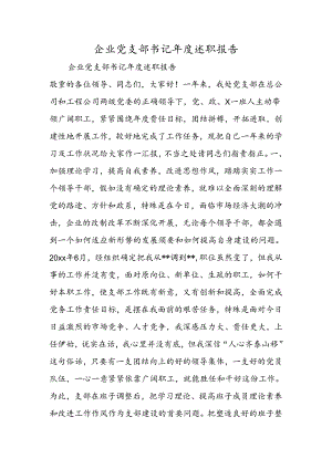 企业党支部书记年度述职报告.docx