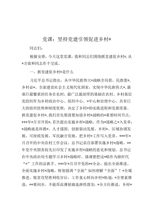 党课：坚持党建引领 促进乡村振兴.docx