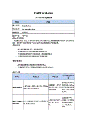 Unit 3 Developing ideas 教学设计-外研版（2024）七年级上册.docx
