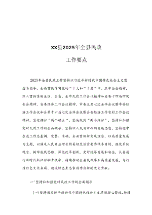 XX县2025年全县民政工作要点.docx