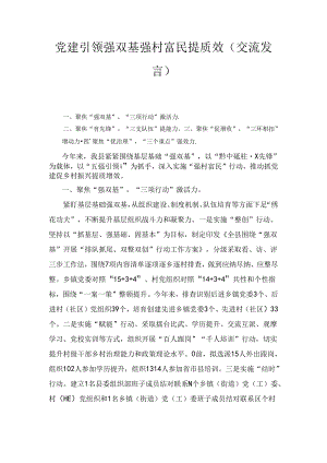 党建引领强双基强村富民提质效（交流发言）.docx