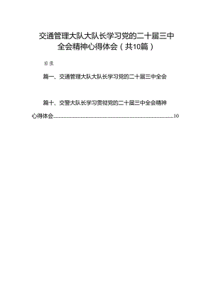 （10篇）交通管理大队大队长学习党的二十届三中全会精神心得体会范文.docx